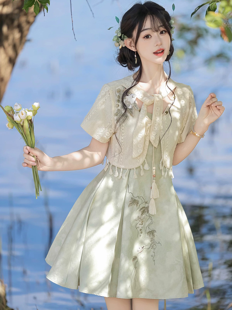 Women Summer Hanfu Casual Slip Dress Cute Fashionable Style