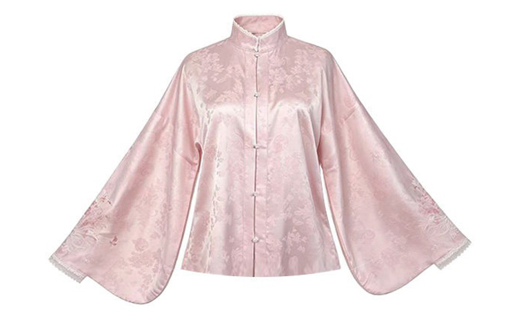 Women Summer Pink Dress with Pipa Sleeves Chinese-Inspired Cute Set