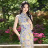 Women-Summer-Qipao-Long-Style-Sleeveless-Floral-Dress-3 Women Summer Qipao Long Style Sleeveless Floral Dress