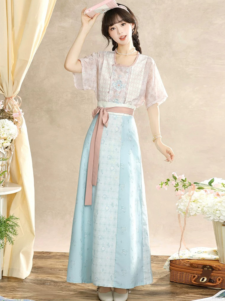 Women Summer Song Dynasty-Style Hanfu Casual Round-Neck Top