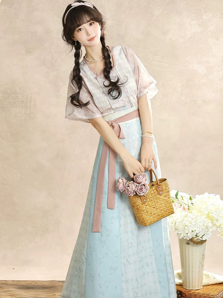 Women Summer Song Dynasty-Style Hanfu Casual Round-Neck Top