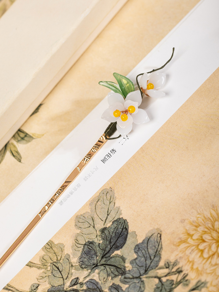 Hanfu Night-Blooming Cereus Hairpin Classic Qipao Outfit for Women