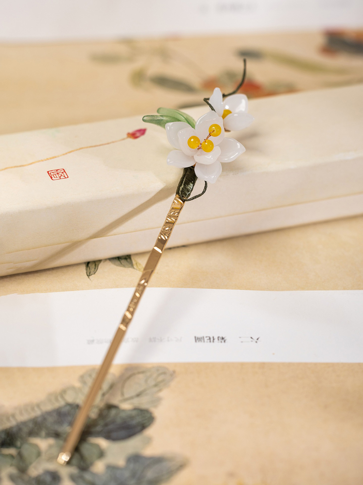 Hanfu Night-Blooming Cereus Hairpin Classic Qipao Outfit for Women