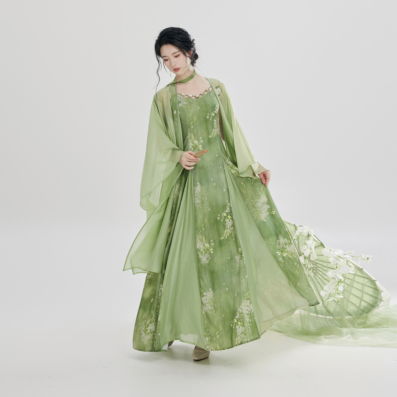Women-Fashion-Hanfu-New-Chinese-Style-Green-Dress-1 Women Fashion Hanfu New Chinese-Style Green Dress