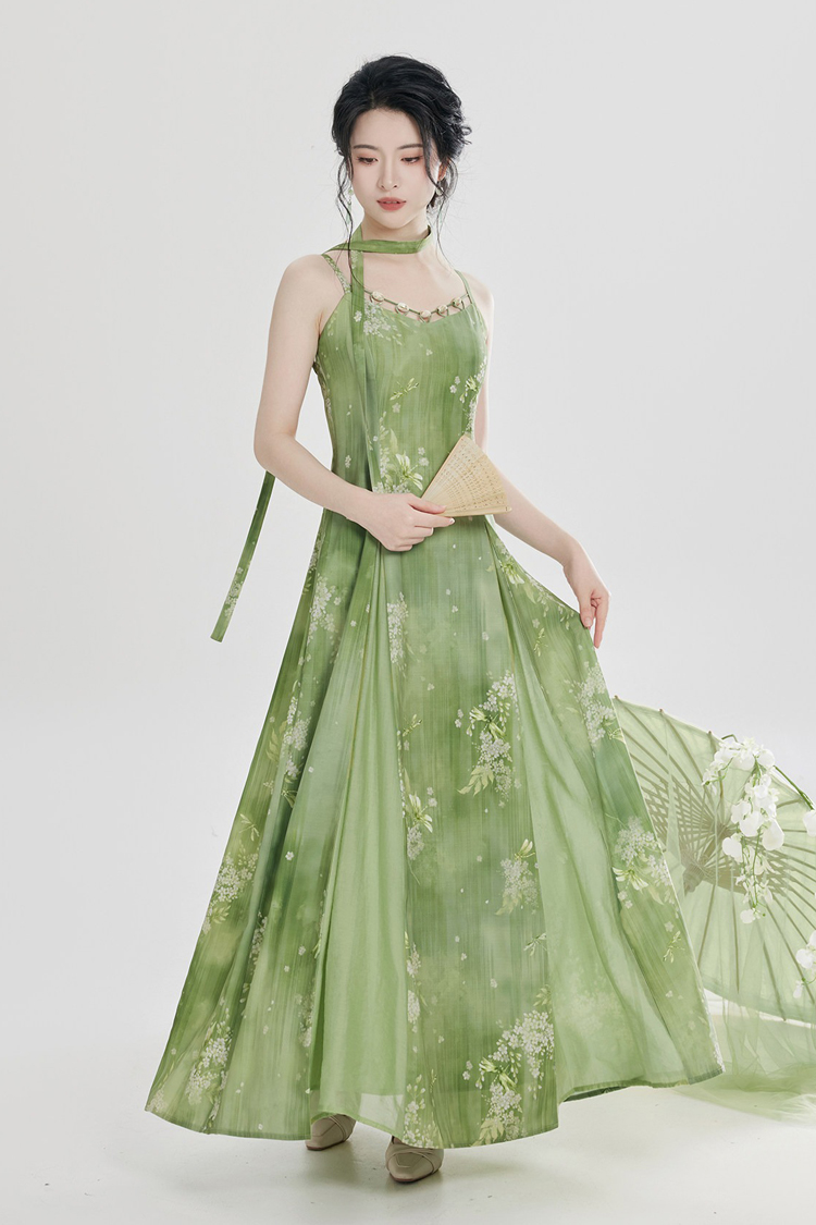Women Fashion Hanfu New Chinese-Style Green Dress