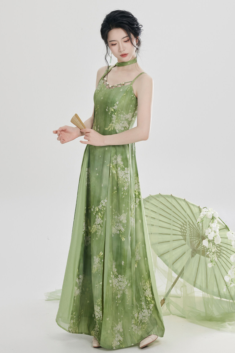 Women Fashion Hanfu New Chinese-Style Green Dress