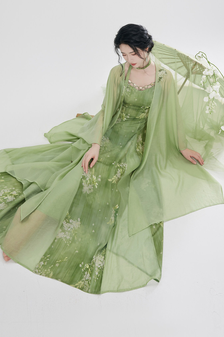 Women Fashion Hanfu New Chinese-Style Green Dress