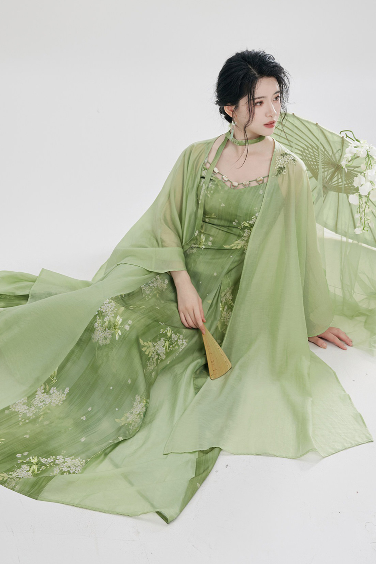 Women Fashion Hanfu New Chinese-Style Green Dress