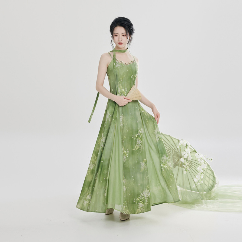 Women-Fashion-Hanfu-New-Chinese-Style-Green-Dress-2 Women Fashion Hanfu New Chinese-Style Green Dress