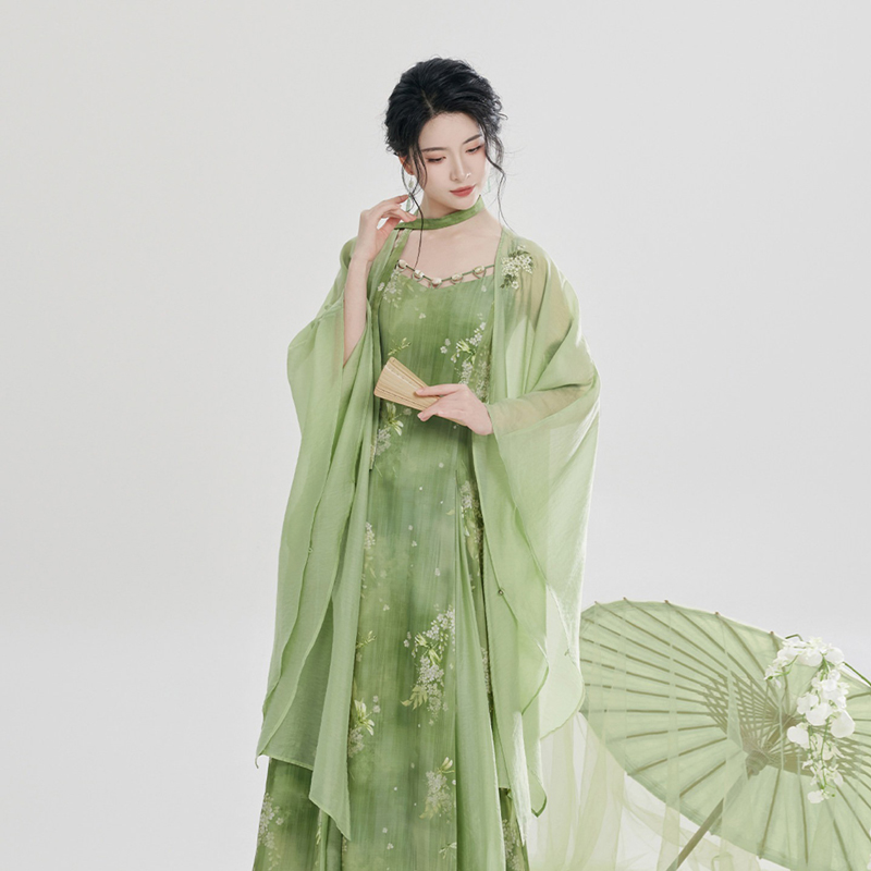 Women-Fashion-Hanfu-New-Chinese-Style-Green-Dress-3 Women Fashion Hanfu New Chinese-Style Green Dress