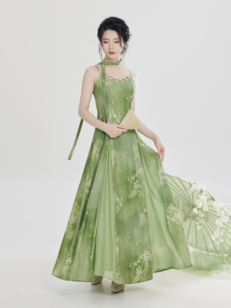 Women Fashion Hanfu New Chinese-Style Green Dress
