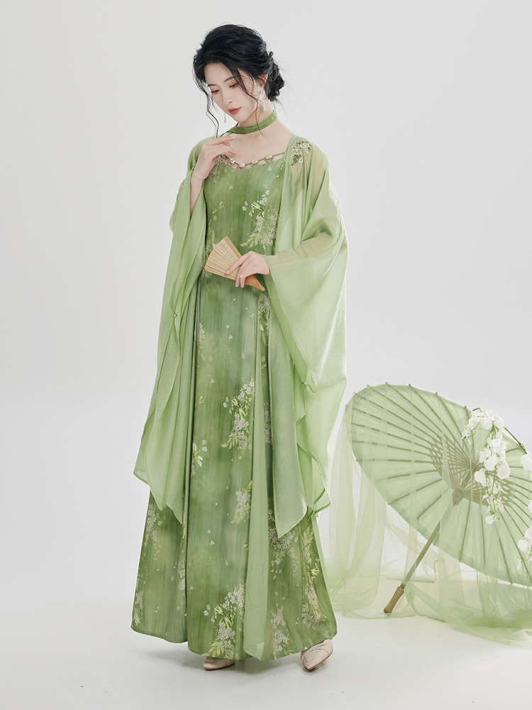 Women Fashion Hanfu New Chinese-Style Green Dress