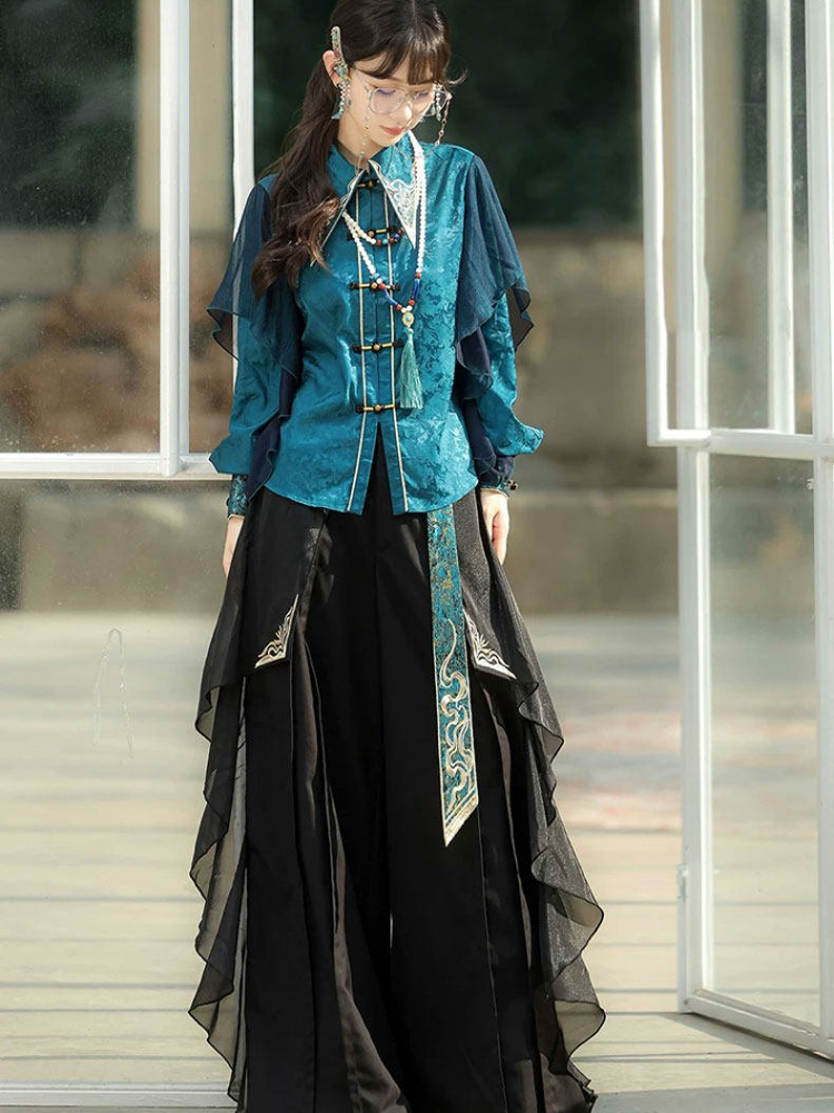 Women Fashionable Hanfu Martial Arts-Style Casual Loose Set
