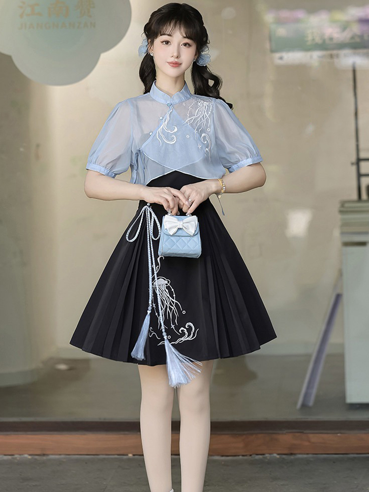Women Fashionable Summer Hanfu Set Jellyfish Dress
