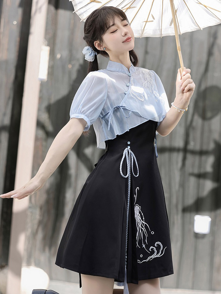 Women Fashionable Summer Hanfu Set Jellyfish Dress