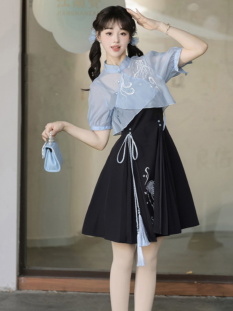 Women Fashionable Summer Hanfu Set Jellyfish Dress