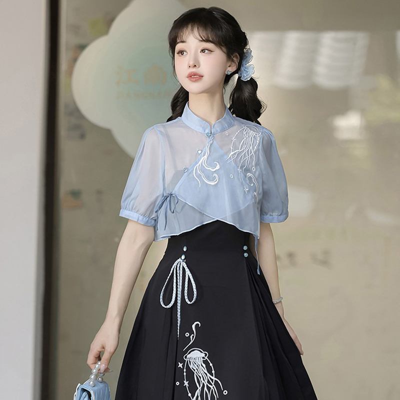 Women-Fashionable-Summer-Hanfu-Set-Jellyfish-Dress-4 Women Fashionable Summer Hanfu Set Jellyfish Dress