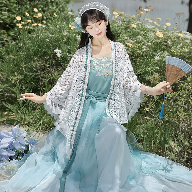 Women-Qiyao-Ruqun-Hanfu-Set-for-Everyday-Summer-Wear-with-Dragonfly-Theme-2 Women Qiyao Ruqun Hanfu Set for Everyday Summer Wear with Dragonfly Theme