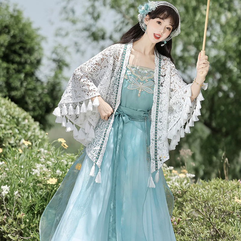 Women-Qiyao-Ruqun-Hanfu-Set-for-Everyday-Summer-Wear-with-Dragonfly-Theme-3 Women Qiyao Ruqun Hanfu Set for Everyday Summer Wear with Dragonfly Theme
