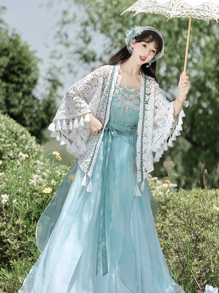 Women Qiyao Ruqun Hanfu Set for Everyday Summer Wear with Dragonfly Theme