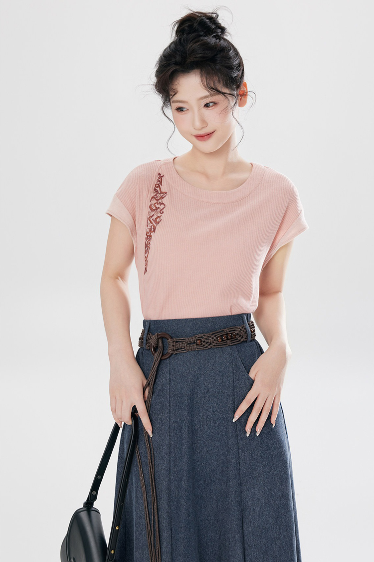 Women Summer Casual Fashion Hanfu Round-Neck Top