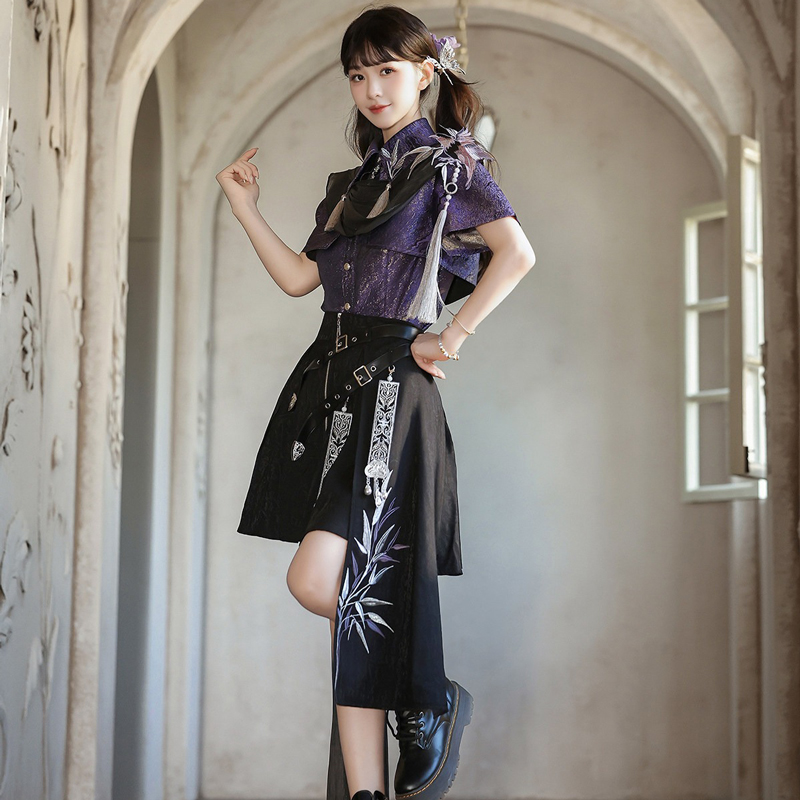 Women-Summer-Fashion-PurpleToned-Hanfu-Set-Edgy-Style-Skirt-4 Women Summer Fashion PurpleToned Hanfu Set Edgy-Style Skirt