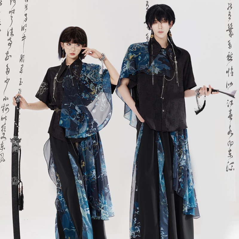 Men-Fashion-Song-Dynasty-Style-Hanfu-Set-Shirt-Songku-Couple-Set-1 Men Fashion Song Dynasty-Style Hanfu Set Shirt Songku Couple Set
