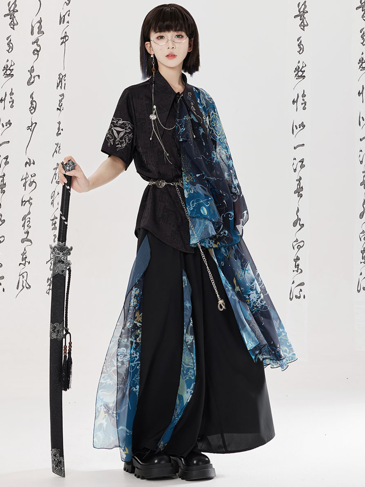 Men Fashion Song Dynasty-Style Hanfu Set Shirt Songku Couple Set