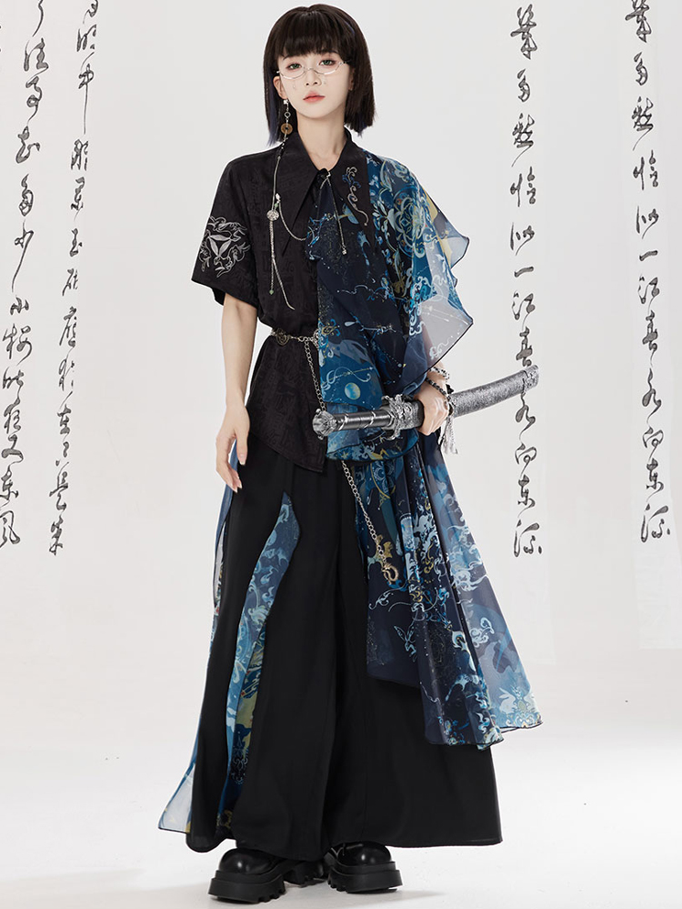 Men Fashion Song Dynasty-Style Hanfu Set Shirt Songku Couple Set