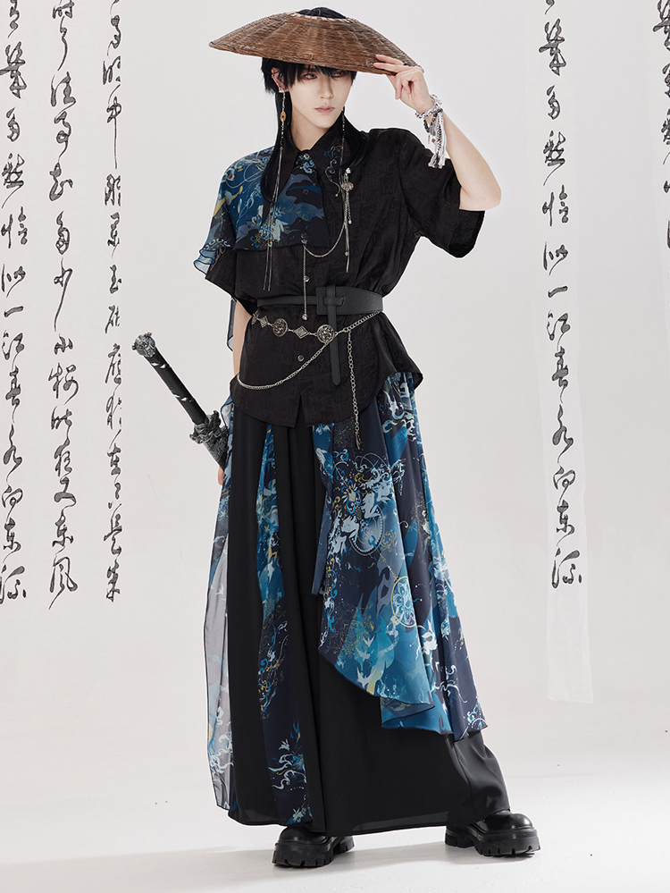 Men Fashion Song Dynasty-Style Hanfu Set Shirt Songku Couple Set