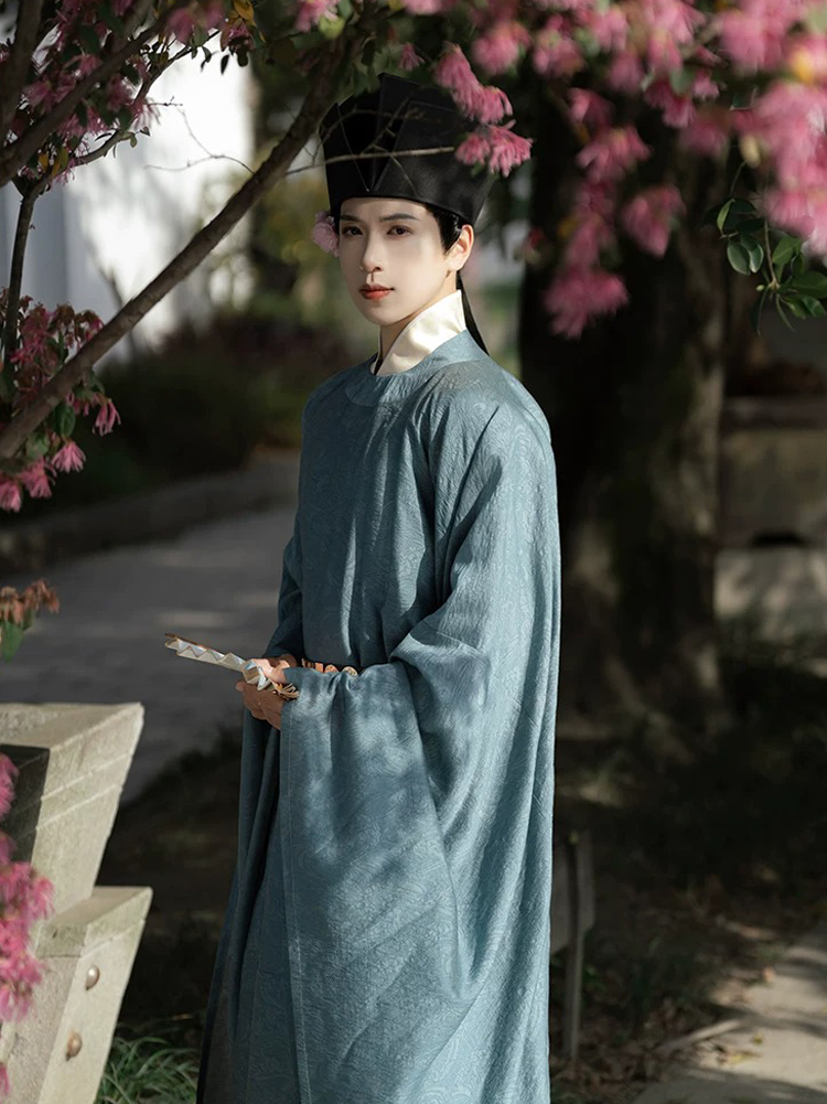 Men Song Dynasty Style Hanfu Round-Neck Robe Classic Minimalist Set