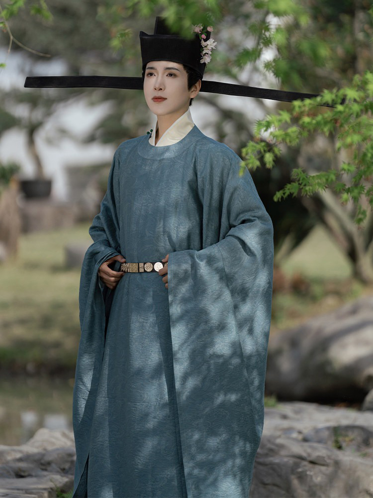 Men Song Dynasty Style Hanfu Round-Neck Robe Classic Minimalist Set