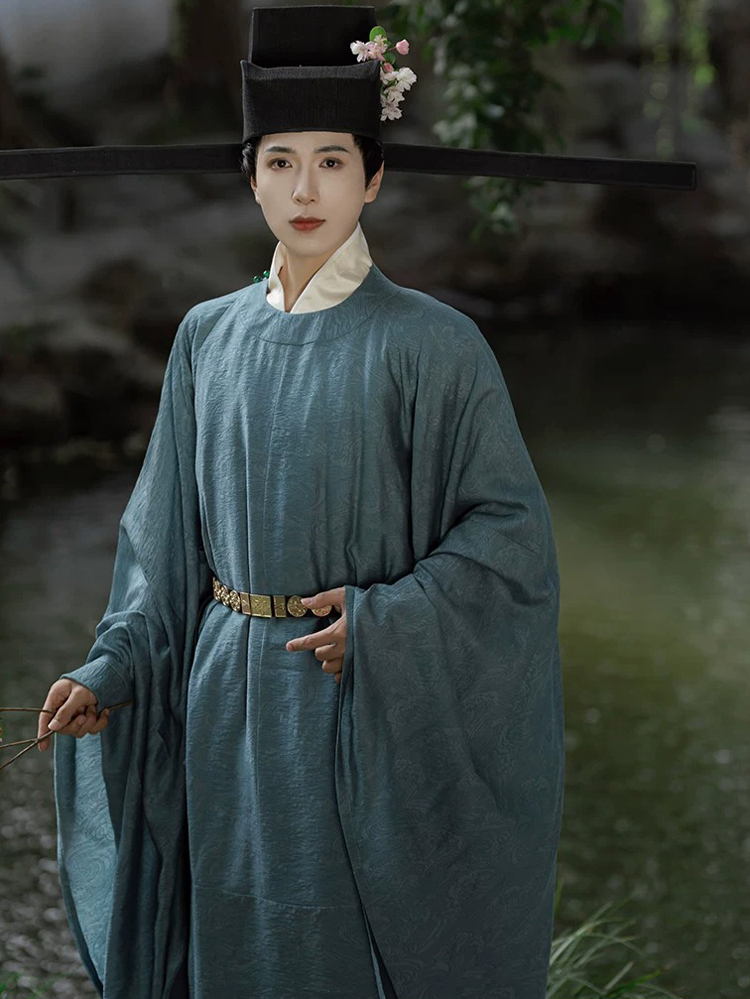 Men Song Dynasty Style Hanfu Round-Neck Robe Classic Minimalist Set