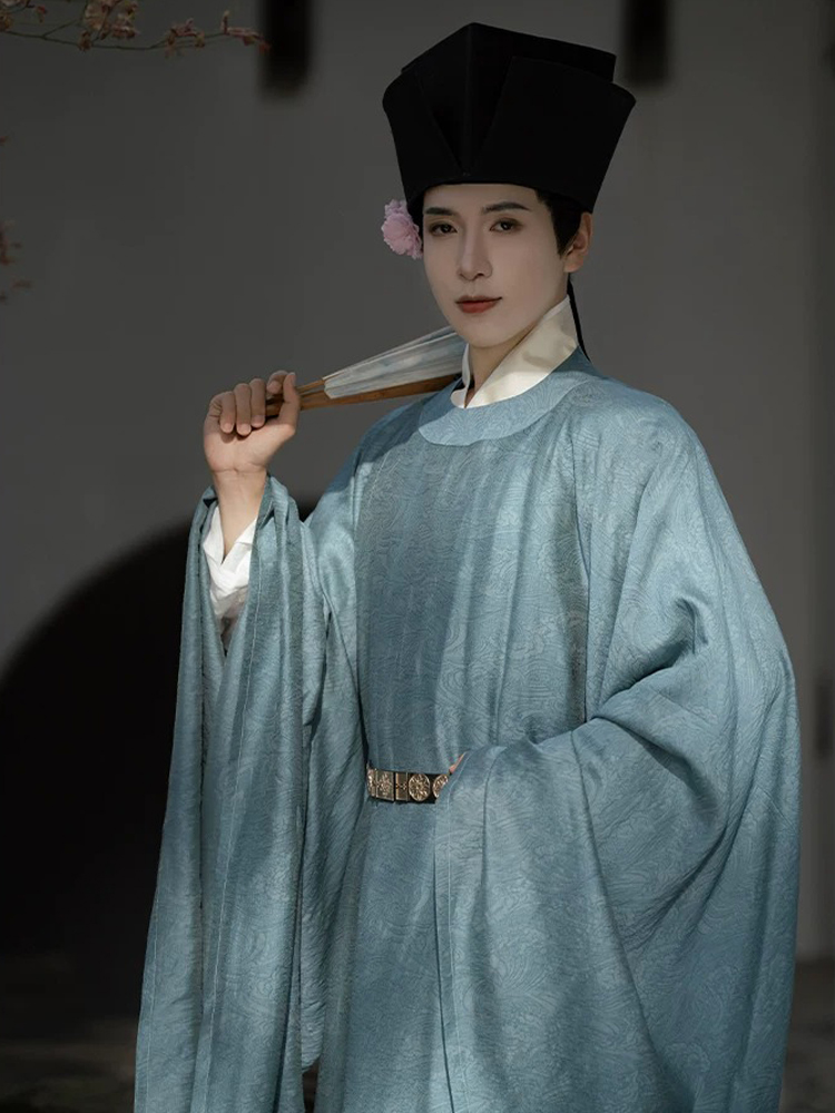 Men Song Dynasty Style Hanfu Round-Neck Robe Classic Minimalist Set