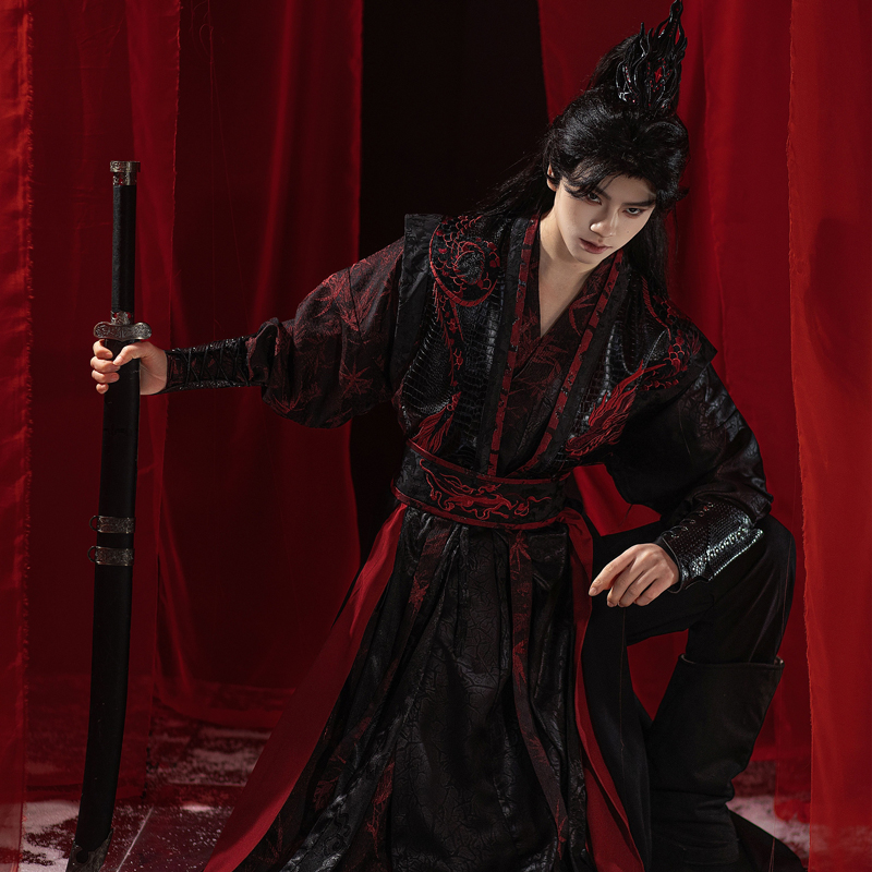 Men Wuxia-Style Costume Set for Martial Arts Drama