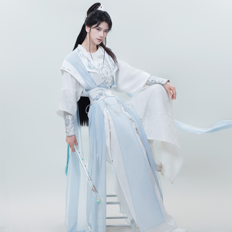 Men-Wuxia-Style-Hanfu-Set-Blue-Xianxia-Cosplay-Costume-2 Men Wuxia-Style Hanfu Set Blue Xianxia Cosplay Costume