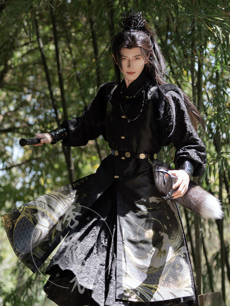 Ming Dynasty Hanfu Set Tieli Round-Collared Robe Wuxia Hero Set