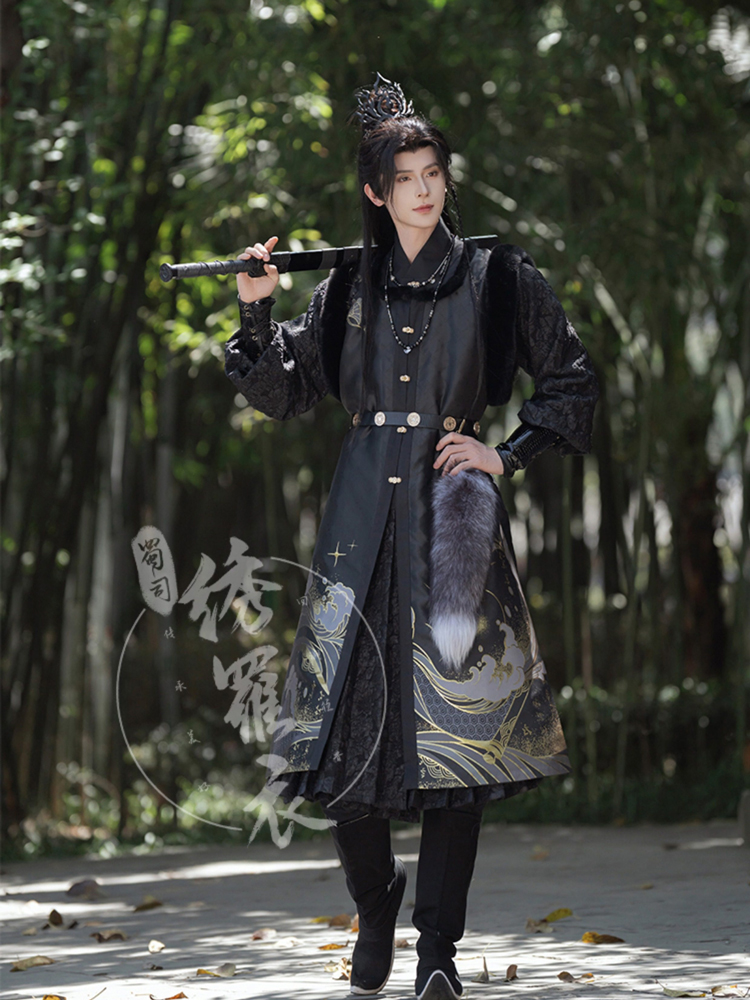 Ming Dynasty Hanfu Set Tieli Round-Collared Robe Wuxia Hero Set