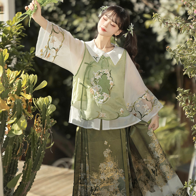 Ming-Dynasty-Women-Hanfu-Set-Summer-Ma-Mian-Qun-Set-3 Ming Dynasty Women Hanfu Set Summer Ma Mian Qun Set