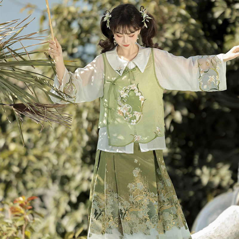 Ming-Dynasty-Women-Hanfu-Set-Summer-Ma-Mian-Qun-Set-4 Ming Dynasty Women Hanfu Set Summer Ma Mian Qun Set