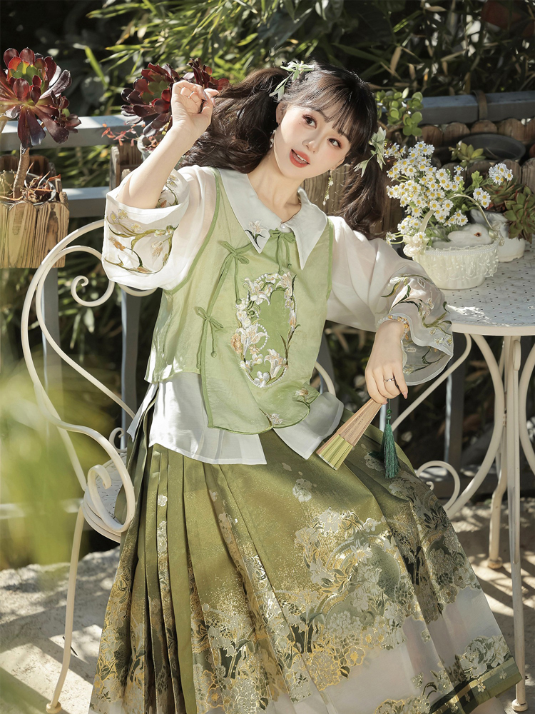 Ming Dynasty Women Hanfu Set Summer Ma Mian Qun Set