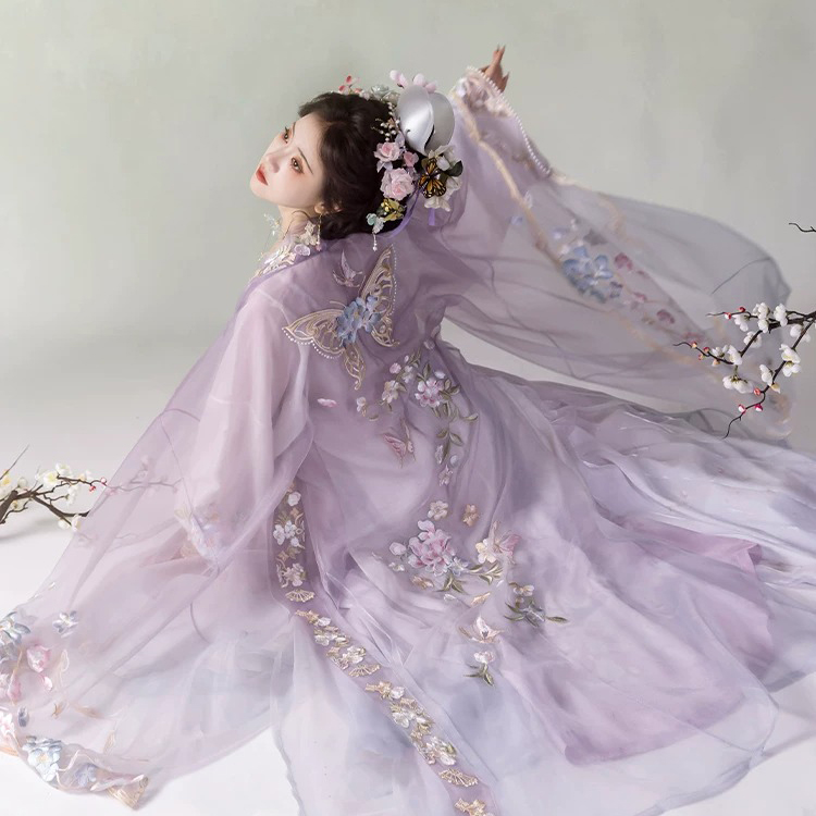 Song Dynasty Women Qiyao Hanfu Lavish Purple Spring Set