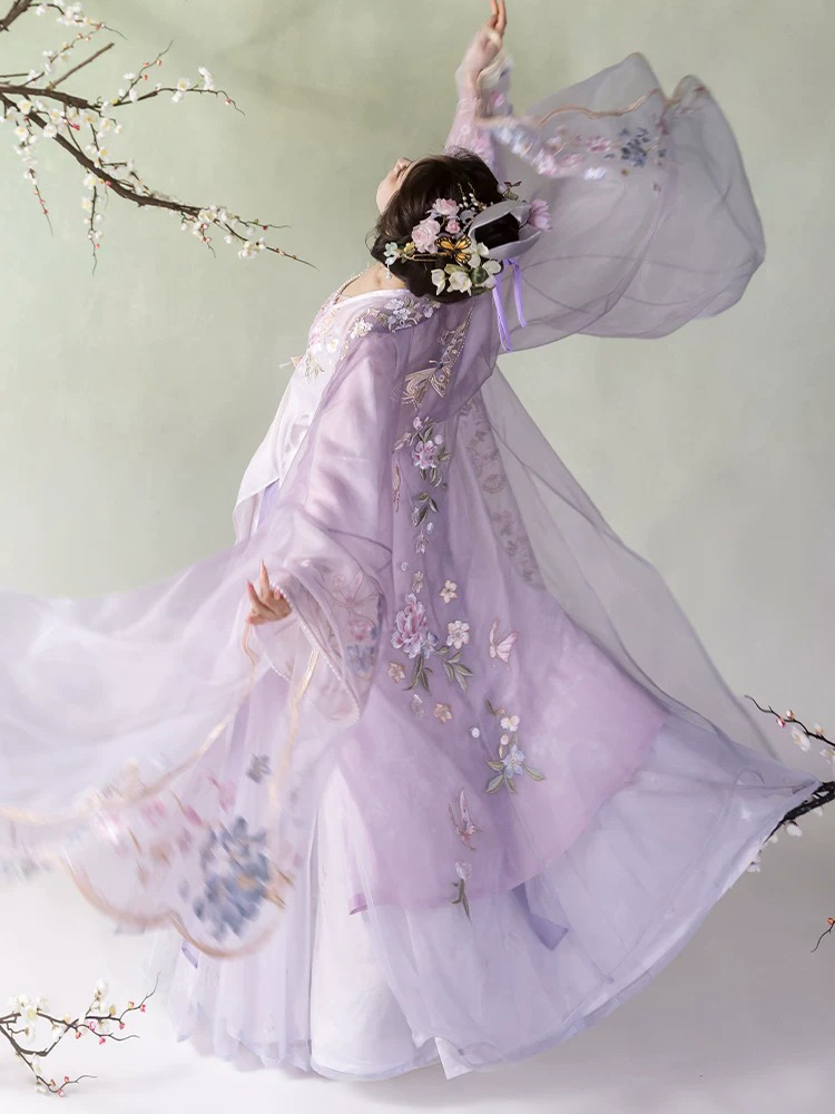 Song Dynasty Women Qiyao Hanfu Lavish Purple Spring Set