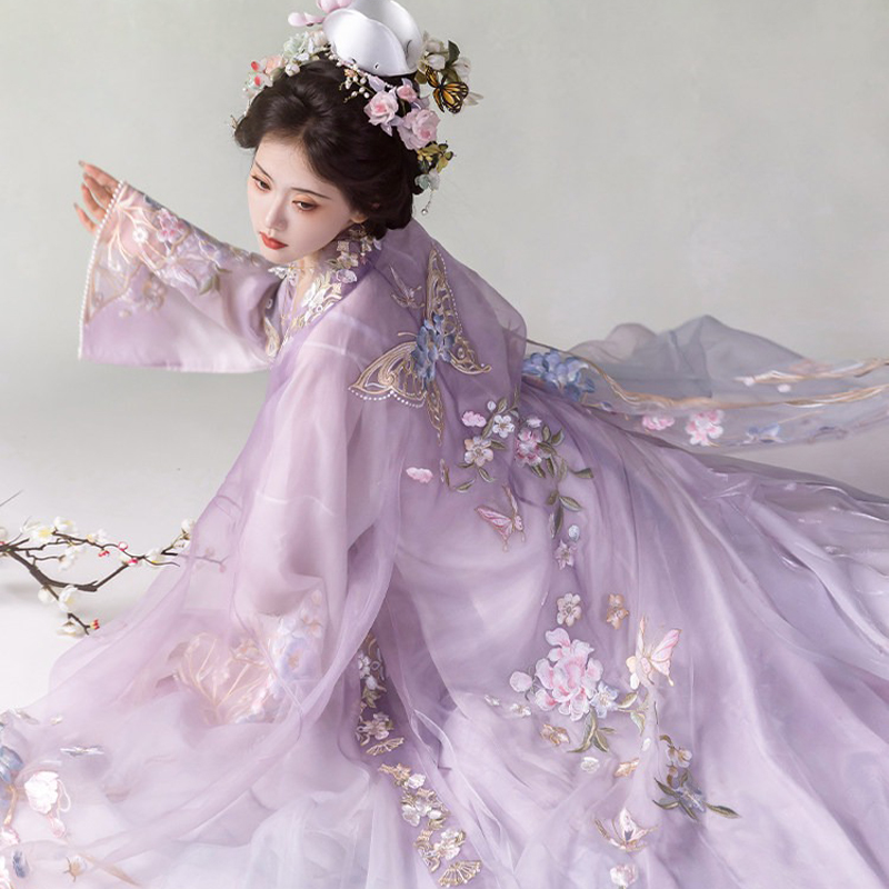 Song Dynasty Women Qiyao Hanfu Lavish Purple Spring Set