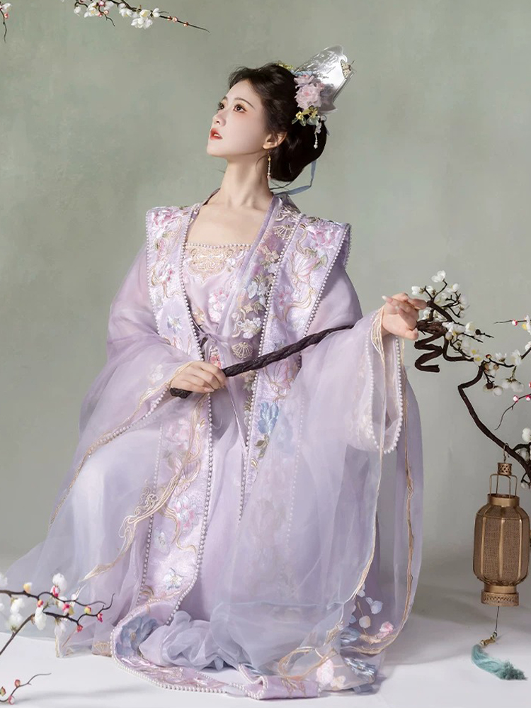 Song Dynasty Women Qiyao Hanfu Lavish Purple Spring Set