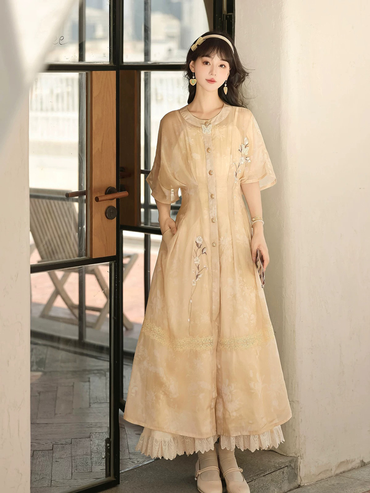 Summer Women Dress Set with Classic Hanfu Elements