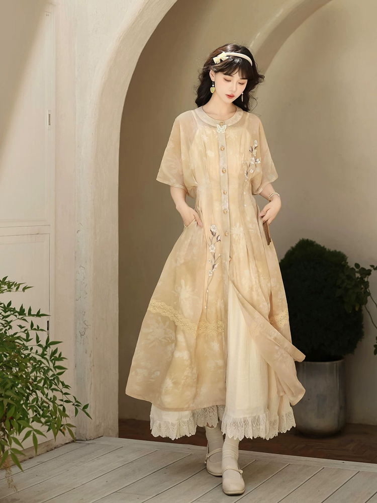 Summer Women Dress Set with Classic Hanfu Elements