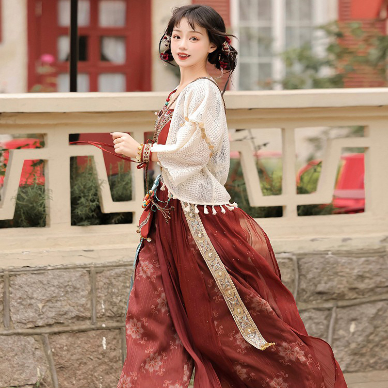 Summer-Women-Dunhuang-Style-Hanfu-Traditional-Tang-Dynasty-Attire-2 Summer Women Dunhuang-Style Hanfu Traditional Tang Dynasty Attire