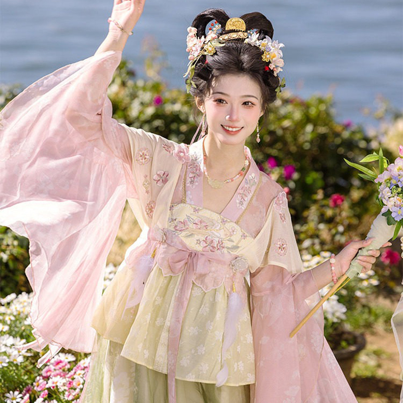 Summer-Women's-Tang-Dynasty-Hanfu-Fashion-Dress-Cute-Style-1 Summer Women's Tang Dynasty Hanfu Fashion Dress-Cute Style