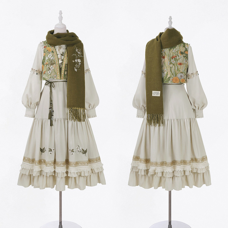 Women Fashionable Dress Set Winter Vest and Hanfu Set